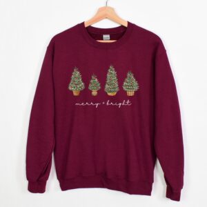 vintage christmas sweatshirt with green tree design for holiday celebrations and winter comfort ttnab