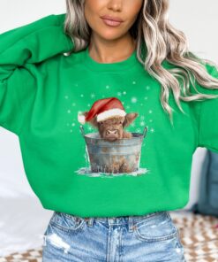 vintage christmas sweatshirt with highland cow design for western and southern style country holiday wear jnupn