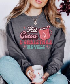 vintage christmas sweatshirt with hot cocoa and movies design for holiday traditions and retro style 4q8pc