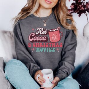 vintage christmas sweatshirt with hot cocoa and movies design for holiday traditions and retro style 4q8pc