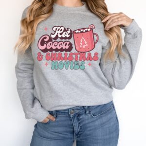 vintage christmas sweatshirt with hot cocoa and movies design for holiday traditions and retro style 6qgsk