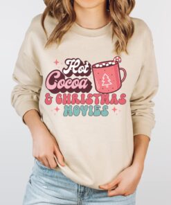 vintage christmas sweatshirt with hot cocoa and movies design for holiday traditions and retro style aexnx