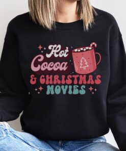 vintage christmas sweatshirt with hot cocoa and movies design for holiday traditions and retro style jgrqj