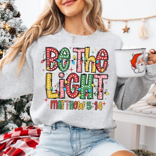 vintage christmas sweatshirt with inspirational bible verse and christmas lights design for a unique holiday look 48bfo scaled