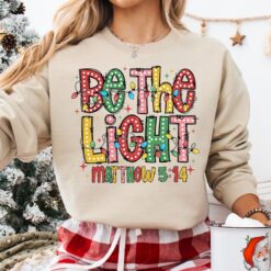 Vintage Christmas Sweatshirt with Inspirational Bible Verse and Christmas Lights Design for a Unique Holiday Look