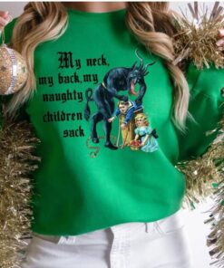 vintage christmas sweatshirt with krampus design for naughty children and humorous my neck my back theme ezma3