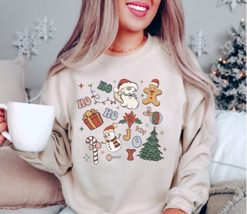 vintage christmas sweatshirt with little things doodles design for women ideal for christmas parties and holiday gatherings ievyh