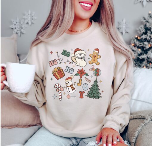 vintage christmas sweatshirt with little things doodles for women ideal for christmas parties and festive gatherings ze3ve