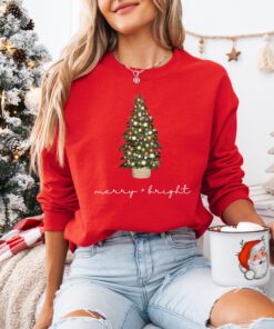 vintage christmas sweatshirt with merry and bright design featuring a christmas tree for holiday comfort in winter crewneck style 9rn82 scaled