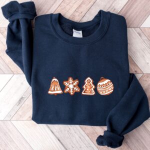 vintage christmas sweatshirt with merry and bright design featuring gingerbread cookies trendy jumper for holiday comfort hokay