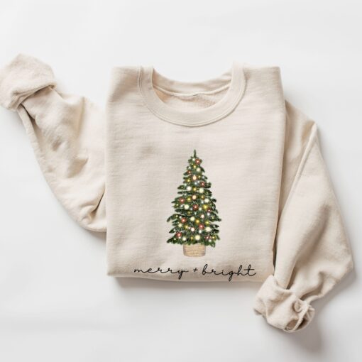 vintage christmas sweatshirt with merry and bright design for holiday celebrations comfortable crewneck style for festive outfits bt8lk scaled