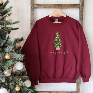 vintage christmas sweatshirt with merry and bright design for holiday celebrations comfortable crewneck style for festive outfits jmast