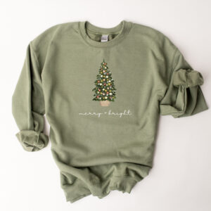 vintage christmas sweatshirt with merry and bright design for holiday celebrations comfortable crewneck style for festive outfits lolex