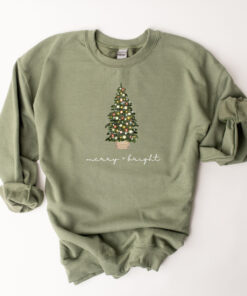 vintage christmas sweatshirt with merry and bright design for holiday celebrations comfortable crewneck style for festive outfits lolex scaled