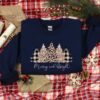 vintage christmas sweatshirt with merry and bright tree design for women featuring a festive forest theme and holiday spirit 8fncs scaled