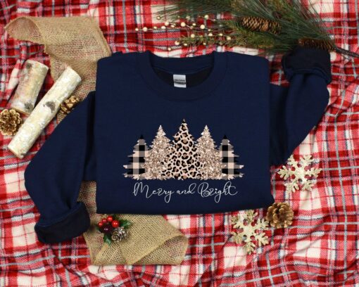 vintage christmas sweatshirt with merry and bright tree design for women featuring a festive forest theme and holiday spirit 8fncs scaled