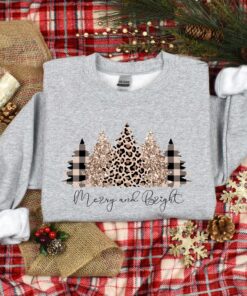 vintage christmas sweatshirt with merry and bright tree design for women featuring a festive forest theme and holiday spirit fdufl scaled