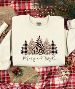 vintage christmas sweatshirt with merry and bright tree design for women featuring a festive forest theme and holiday spirit lxtni scaled