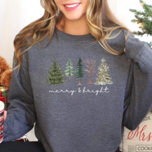 vintage christmas sweatshirt with merry bright christmas trees design for women holiday sweater for winter celebrations 43ggp scaled