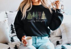 vintage christmas sweatshirt with merry bright christmas trees design for women holiday sweater for winter celebrations mvwdz scaled