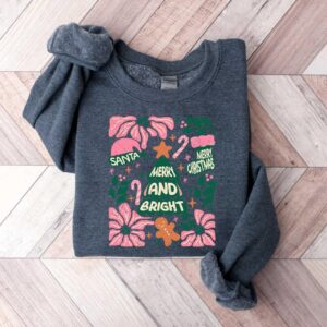 vintage christmas sweatshirt with merry bright trees design for women comfortable winter shirt for holiday celebrations 1wwb8