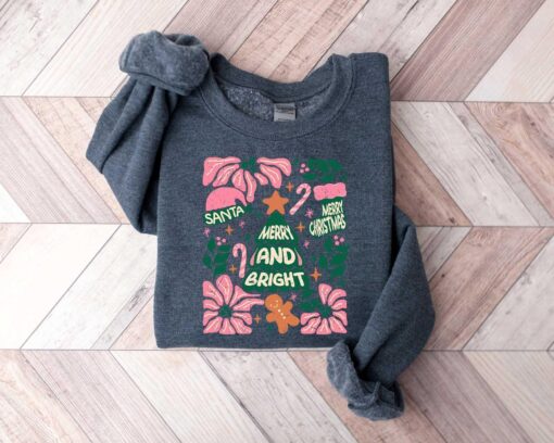 vintage christmas sweatshirt with merry bright trees design for women comfortable winter shirt for holiday celebrations 1wwb8