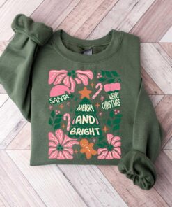 vintage christmas sweatshirt with merry bright trees design for women comfortable winter shirt for holiday celebrations bjxdz