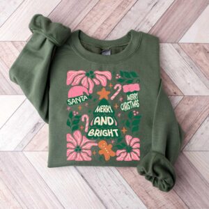 vintage christmas sweatshirt with merry bright trees design for women comfortable winter shirt for holiday celebrations bjxdz