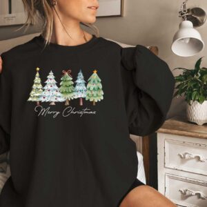 vintage christmas sweatshirt with merry bright trees design for women holiday winter shirt for festive celebrations and comfort zboj9