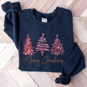 vintage christmas sweatshirt with merry christmas trees design for holiday celebrations and winter wear 3v8kw