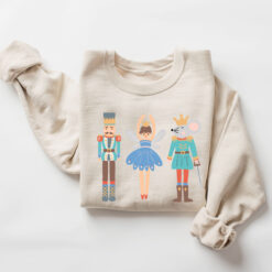 Vintage Christmas Sweatshirt with Nutcracker and Sugar Plum Fairy Design for Ballet Lovers and Holiday Celebrations