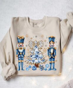 vintage christmas sweatshirt with nutcracker design and faux sequin detail for women holiday crewneck wear pfnua