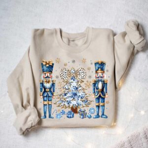 vintage christmas sweatshirt with nutcracker design and faux sequin detail for women holiday crewneck wear pfnua