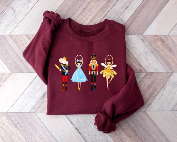 vintage christmas sweatshirt with nutcracker design and sugar plum fairy print for holiday celebrations and festive gatherings ithcc scaled