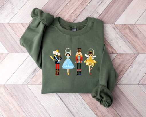 vintage christmas sweatshirt with nutcracker design and sugar plum fairy print for holiday celebrations and festive gatherings wtxyr scaled