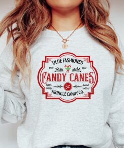 vintage christmas sweatshirt with olde fashioned candy canes design for women retro style xmas shirt 2vcge