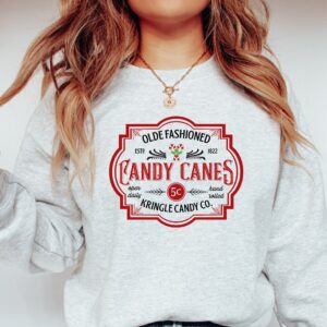 vintage christmas sweatshirt with olde fashioned candy canes design for women retro style xmas shirt 2vcge