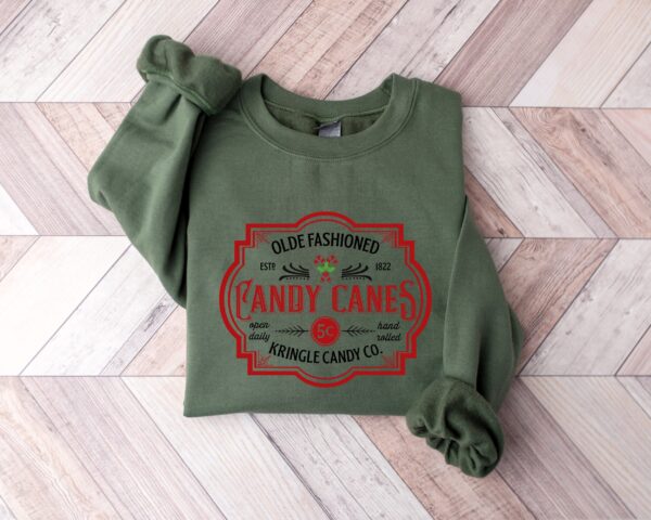 vintage christmas sweatshirt with olde fashioned candy canes design for women retro style xmas shirt