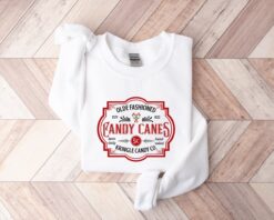 Vintage Christmas Sweatshirt with Olde Fashioned Candy Canes Design for Women Retro Style Xmas Shirt