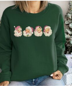 vintage christmas sweatshirt with pink santa claus design and retro style for a unique holiday look opfjr