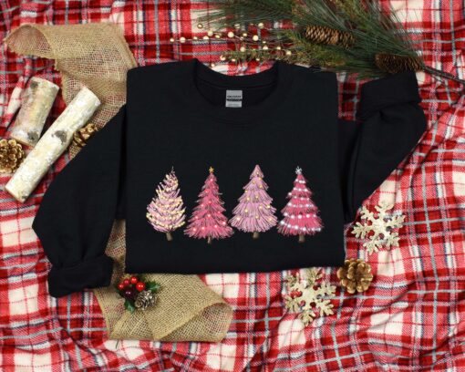 vintage christmas sweatshirt with pink tree design for women holiday apparel for winter celebrations and festive gatherings 8cdsi scaled