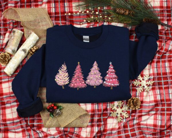 vintage christmas sweatshirt with pink tree design for women holiday apparel for winter celebrations and festive gatherings afuuk scaled