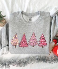 vintage christmas sweatshirt with pink tree design for women holiday apparel for winter celebrations and festive gatherings hzqdm scaled