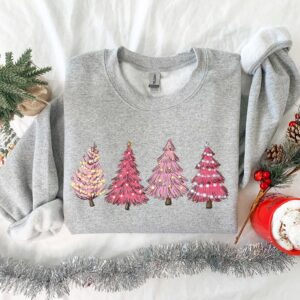 vintage christmas sweatshirt with pink tree design for women holiday apparel for winter celebrations and festive gatherings hzqdm scaled