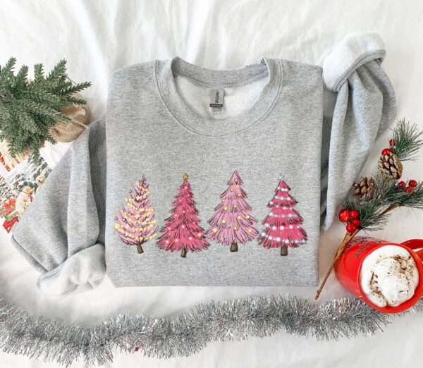 vintage christmas sweatshirt with pink tree design for women holiday apparel for winter celebrations and festive gatherings hzqdm scaled