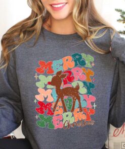 vintage christmas sweatshirt with reindeer antlers design for unisex holiday wear 0yd1b