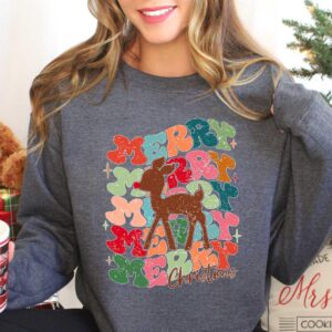 vintage christmas sweatshirt with reindeer antlers design for unisex holiday wear 0yd1b