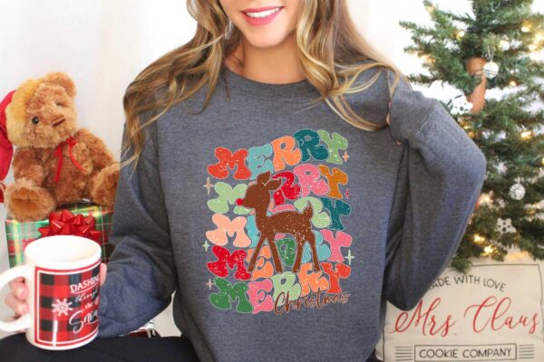 vintage christmas sweatshirt with reindeer antlers design for unisex holiday wear 0yd1b