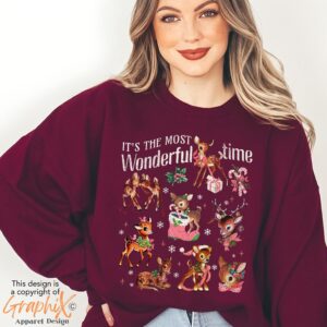 vintage christmas sweatshirt with reindeer design retro rudolph shirt for holiday celebrations comfortable and stylish apparel reuvl