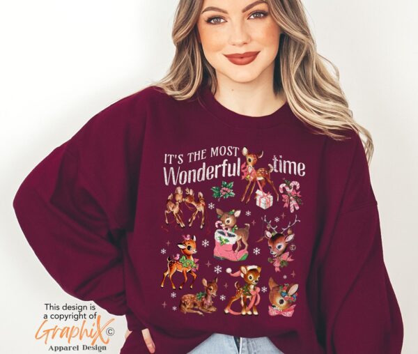 vintage christmas sweatshirt with reindeer design retro rudolph shirt for holiday celebrations comfortable and stylish apparel reuvl